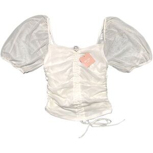 NWT Miss Lola puff sleeve ruched shirt